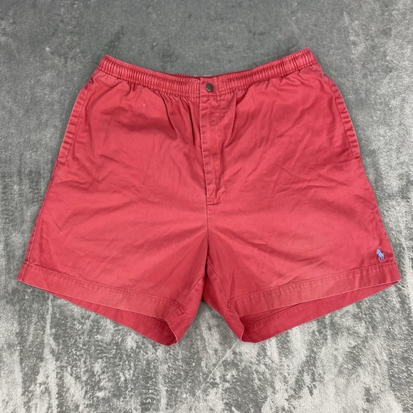 Vintage Polo Ralph Lauren Shorts Mens Size L Salmon Pony Drawstring Twill Preppy - Picture 1 of 16